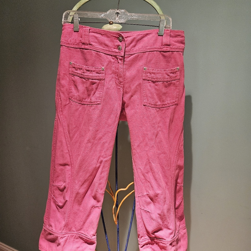 Oilily Pink Cotton Canvas Capri EU 40 US 6 High Waist Wide Leg Vintage